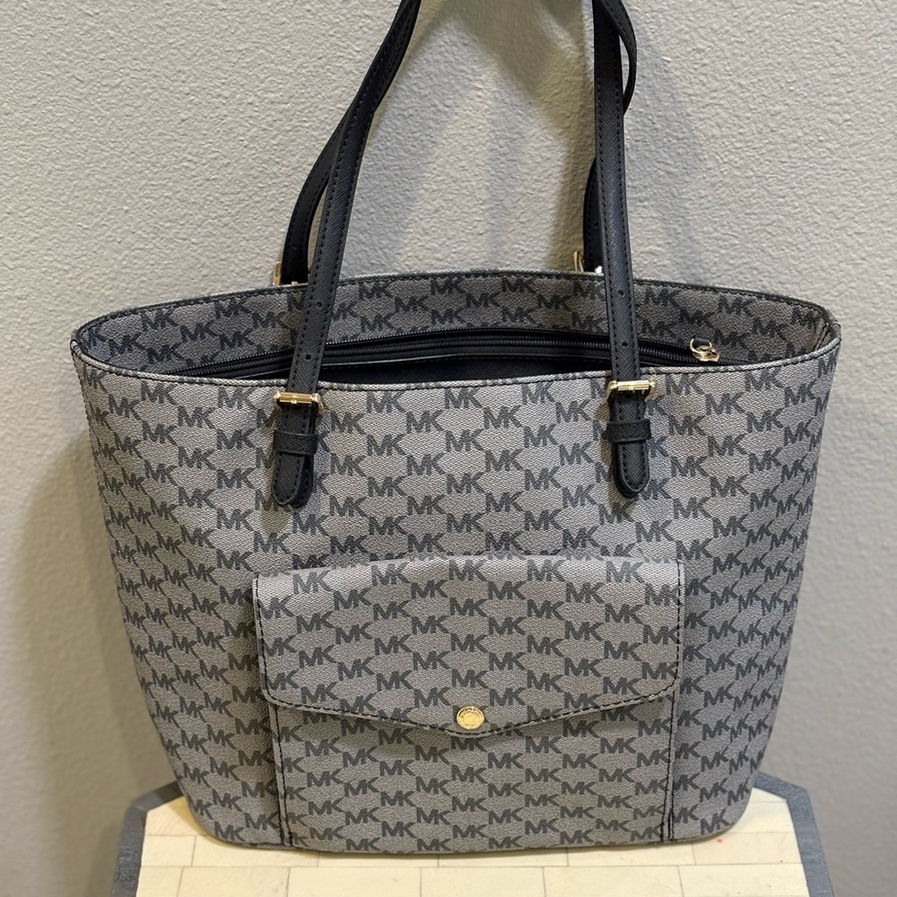 Michael Kors Gray and Black Monogram Tote